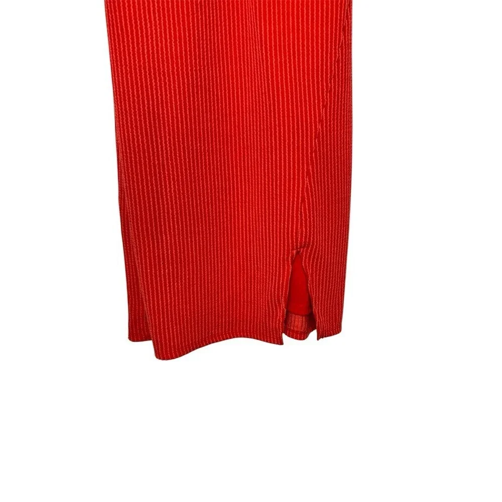 No Boundaries Dress Womens XS Red Ribbed Knit Bodycon Mini Ruched Tie